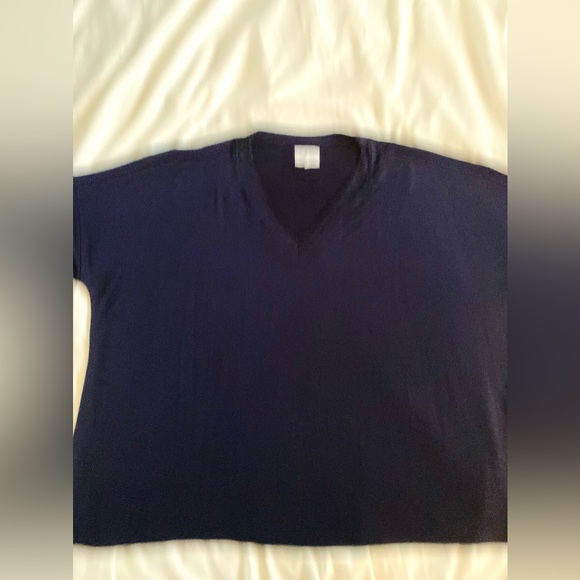LOU & GREY signature soft v-neck short sleeve sweatshirt Navy blue women’s XXL - Picture 3 of 7